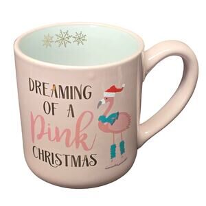 Peppermint & Pine Dreaming Of A Pink Christmas Flamingo Santa Hat Glass Mug